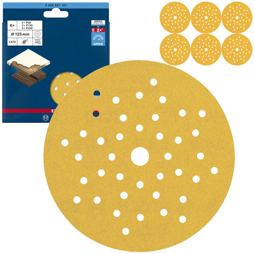 Zestaw papierów ściernych do szlifierek mimośrodowych Bosch Expert C470 2608901101, 125 mm, G 60/120/240, 6 szt.
