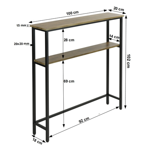 Konsola do przedpokoju / stolik za kanapę Belivio SOFIA Black Royal Oak