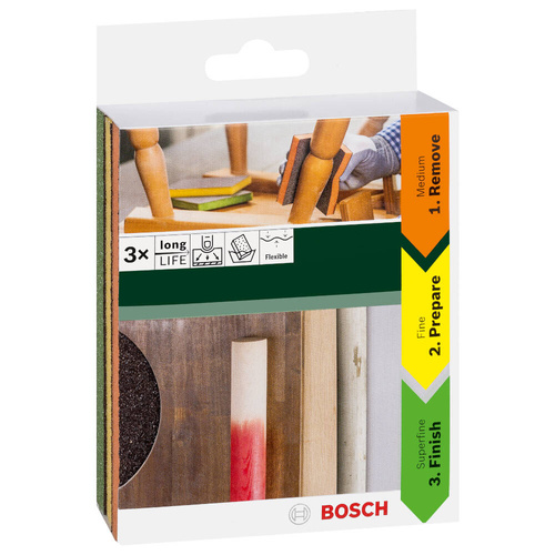 Gąbka do szlifowania Bosch 120x98x13 M, F, SF 3szt. 2609256F17