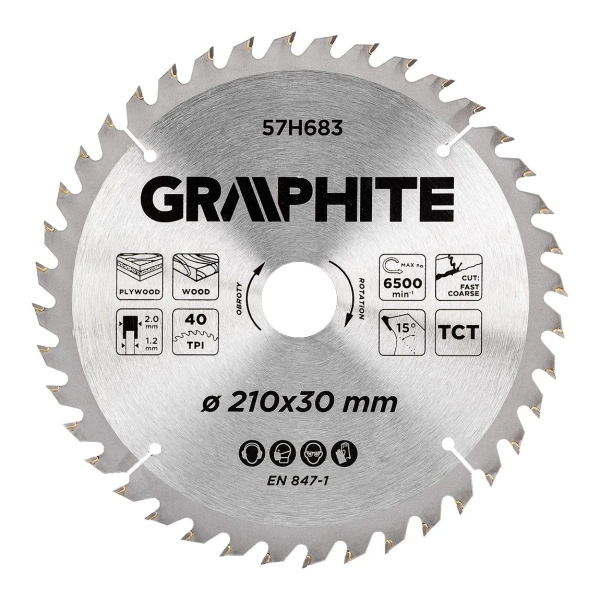 Tarcza do cięcia drewna 210x30 mm Graphite 57H683