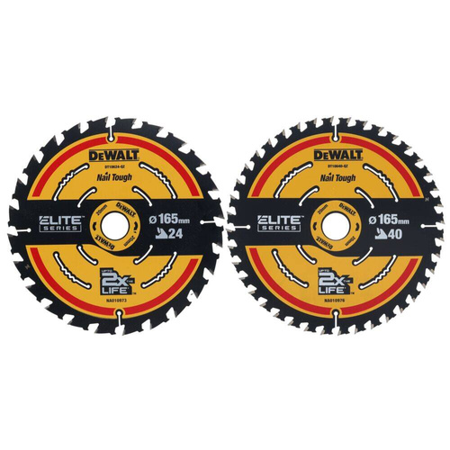 Zestaw dwóch tarcz do drewna 165 x 20 mm 24/40 Z Dewalt DT10403-QZ
