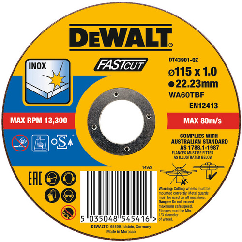 Tarcza tnąca do stali nierdzewnej 115x1,0x22,23mm Dewalt DT43901-QZ