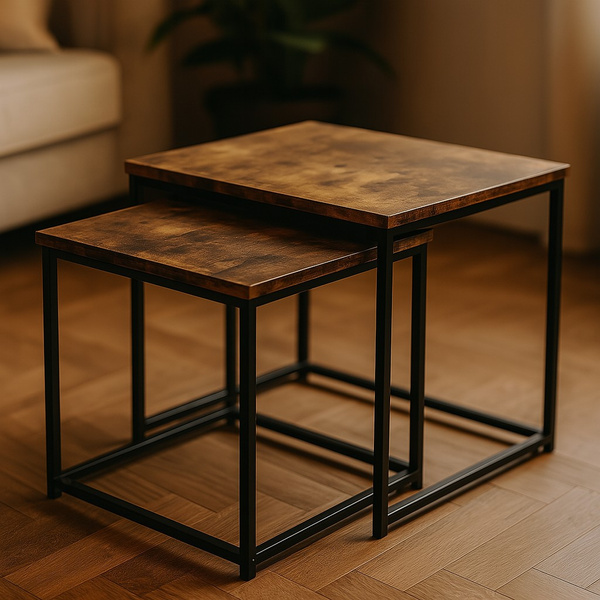 Zestaw stolików Belivio VERSO RUSTICAL OAK