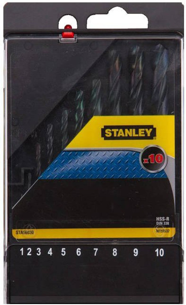 Stanley zestaw wierteł do metalu HSS-R DIN 338 10 SZTUK STA56030-QZ