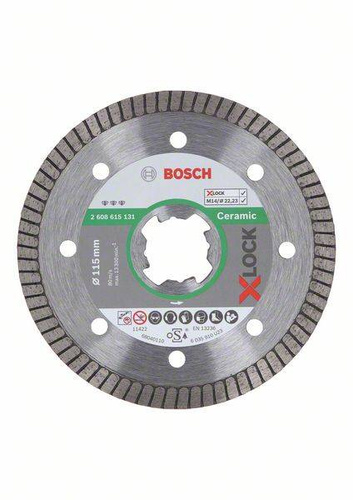 Diamentowa tarcza tnąca Best for Ceramic Extraclean Turbo z systemem X-LOCK, 115x22,23x1,4x7 Bosch 2608615131