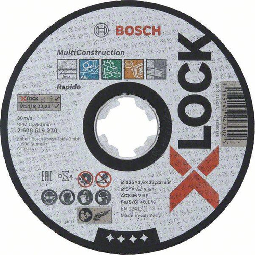 Tarcza tnąca MultiMaterial X-LOCK z prostym otworem ACS 46 V BF 125x22,23 Bosch 2608619270