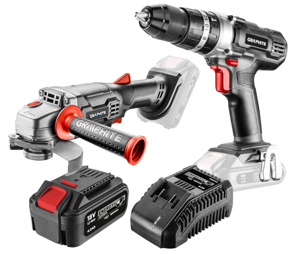 Zestaw elektronarzędzi Graphite 58GS001+58GE132 z zestawem zasilającym