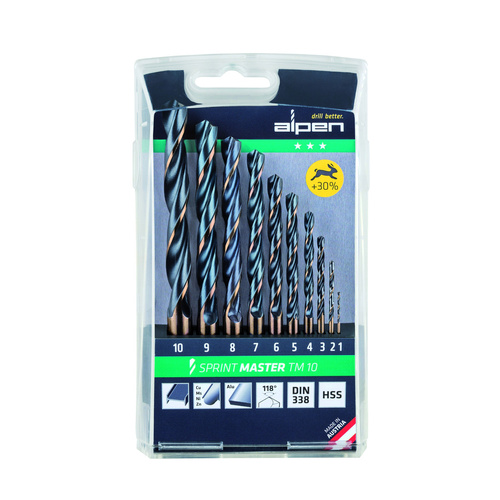 Zestaw wierteł Sprint Master 1-10 mm Alpen 0000811092100