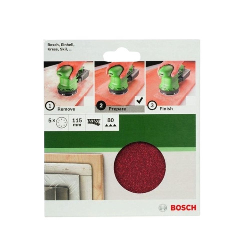Zestaw 5 szt. krążków ściernych 115 mm P80 Bosch 2609256A17