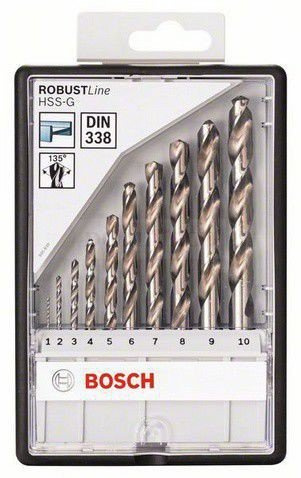 Bosch zestaw 10 wierteł do metalu HSS-G 135° Robust-Line 2607010535