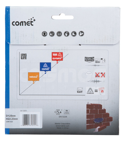 Tarcza tnąca do betonu, diamentowa Makita Comet, 125 x 22,23 mm B-13253