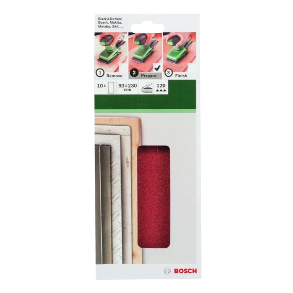 Zestaw 10 szt. papierów ściernych 93x230 mm P120 Bosch 2609256B11