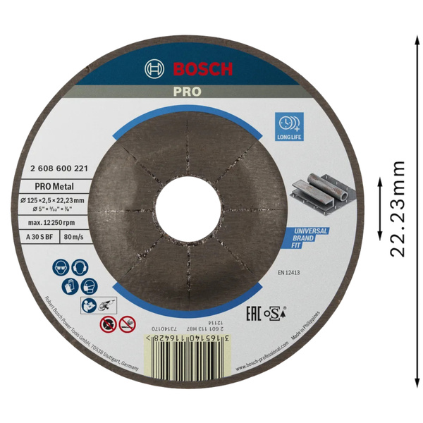 Tarcza do cięcia stali Bosch 125x2,5x22,2mm