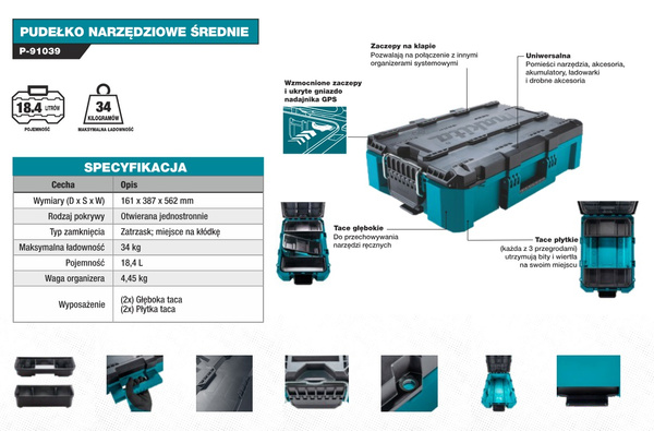 Skrzynia narzędziowa Makita MakTrak P-91039