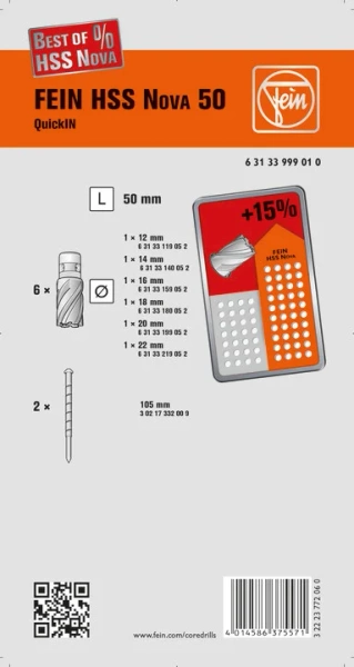 Zestaw 6 szt. wiertła koronowe Fein QuickIN (63133999010)