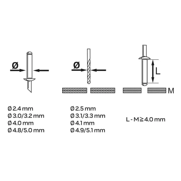 Nitownica ręczna do nitów stalowych i aluminiowych 2.4/3.2/4.0/4.8 mm NEO Tools 18-102-1