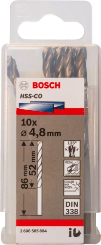 Wiertło do metalu HSS-Co 4,80x52x86mm Bosch 2608585884 10 szt.