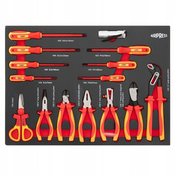 Wózek narzędziowy AIRPRESS 79169, z 7 szufladami, z 215 narzędziami oraz z drewnianym blatem