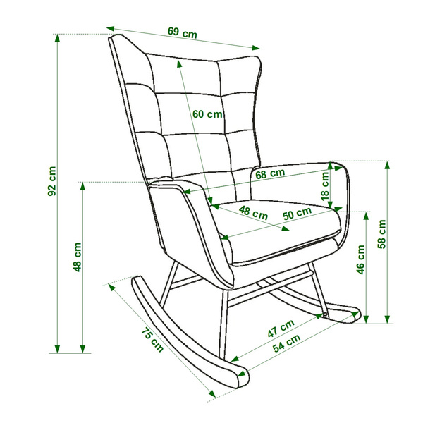 Fotel bujany Belivio BOLZANO grafitowy