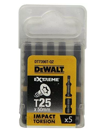 Udarowe końcówki wkrętarskie T25x50 mm 1/4" Torsion (5szt) DT7396T-QZ DeWalt