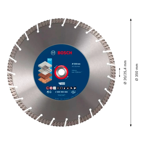 Diamentowa tarcza tnąca Bosch EXPERT MultiMaterial 350 x 25,40 x 3,3 x 12 mm 2608900666