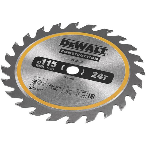 Tarcza do cięcia drewna 115x9,5 mm/24 zęb. DT20420-QZ DeWALT