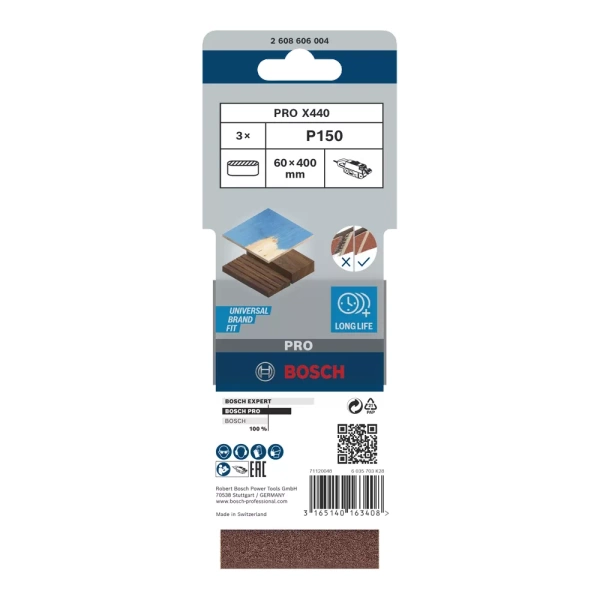 Taśma szlifierska 60x400 G150 Bosch X440 (2608606004) 3 szt