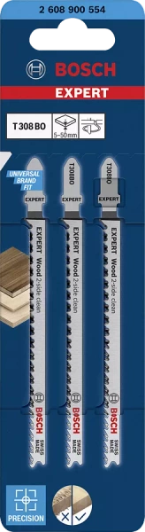 Brzeszczot do wyrzynarek EXPERT ‘Wood 2-side clean’ T 308 BO 3 szt. Bosch 2608900554