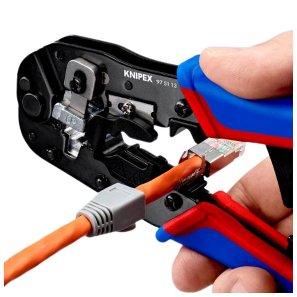 Szczypce do zagniatania złączy typu Western RJ45 Knipex 975113