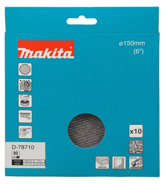 Zestaw 10 szt. siatek do szlifowania drewna 150 mm A80 Makita D-78710