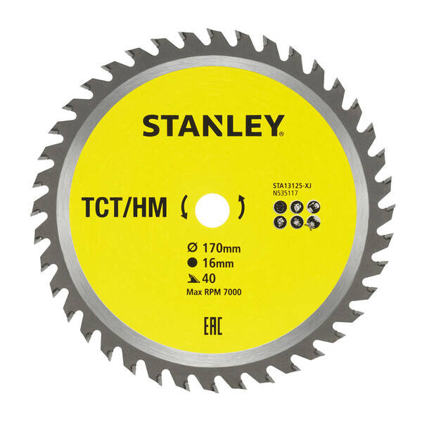 Tarcza do cięcia drewna TCT/HM 170x16 40Z Stanley STA13125-XJ