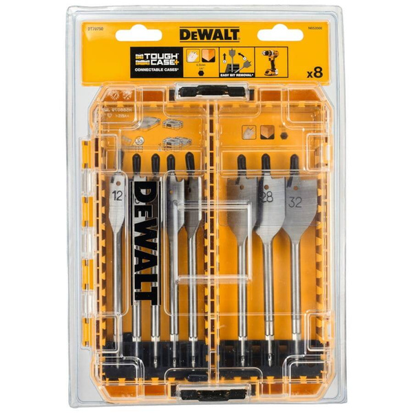 Zestaw wierteł płaskich do drewna 12-32 mm DeWat DT70750 (8 szt.)
