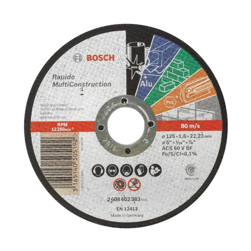 Tarcza do cięcia wielu materiałów Bosch Rapido 125 mm x 22.2 mm x 1.6 mm 2608602383