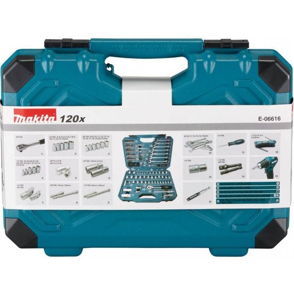 Zestaw 120 szt. narzędzi ręcznych Makita E-06616