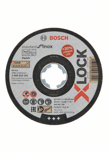 Tarcza tnąca Bosch PRO Stainless Steel and Metal, 115 × 1 × 22,23 mm, X-Lock 2608619261