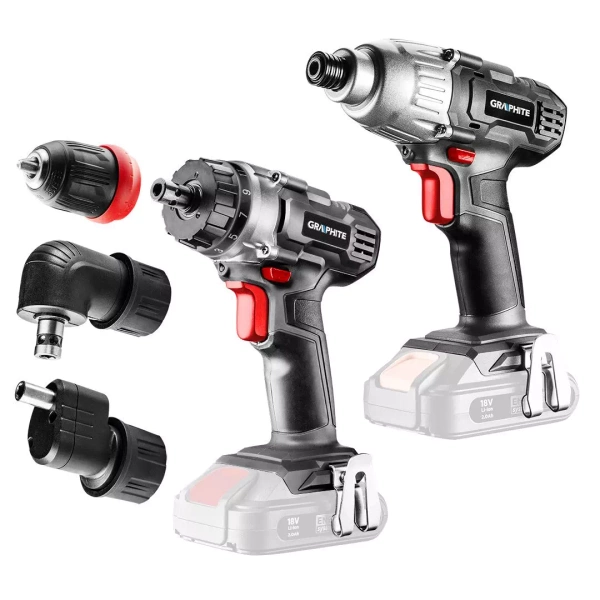 Zestaw elektronarzędzi Graphite 58GS002+58GE131 z zestawem zasilającym