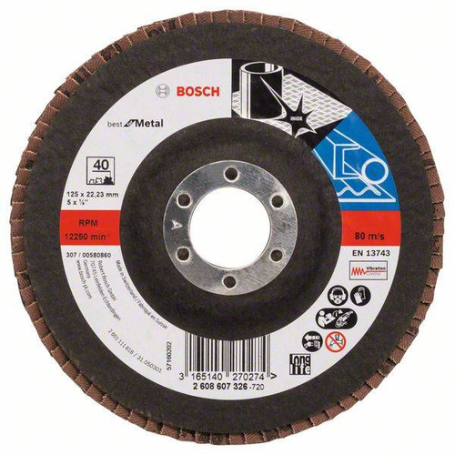 Listkowa tarcza szlifierska X571, Best for Metal 125x22,23x40 Bosch 2608607326