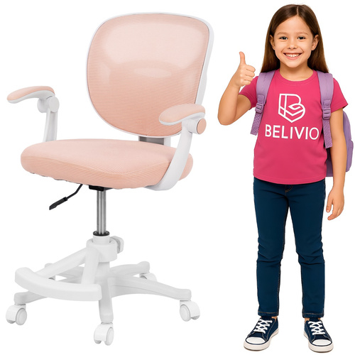 Fotel obrotowy Belivio ELMO różowy