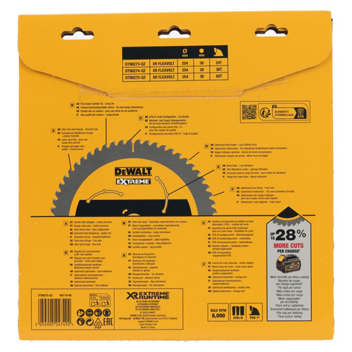 Tarcza tnąca do drewna 254x30mm 60T Dewalt DT90275-QZ