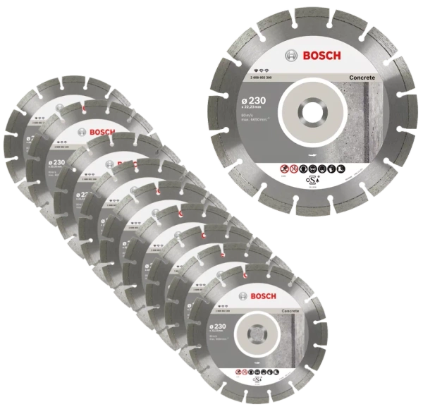Zestaw 10 szt. tarcz diamentowych do betonu Bosch 2608603243