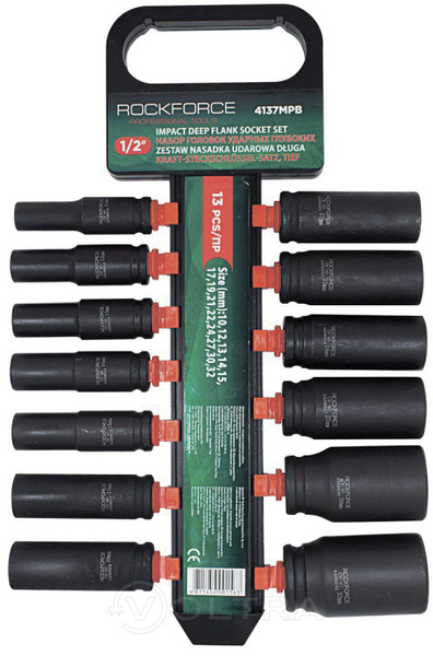 Zestaw 13 szt. nasadek udarowych 1/2" 10-32mm ROCKFORCE RF-4137MPB