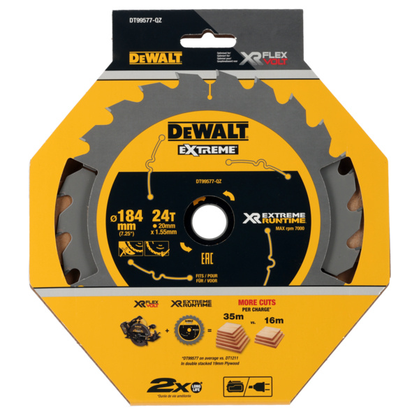Tarcza tnąca do cięcia drewna 184x20mm 24Z Dewalt DT99577-QZ