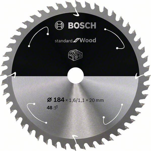 Tarcza do piły tarczowej bezprzewodowej Standard for Wood 184 × 1,6 / 1,1 × 20 T48 Bosch 2608837703