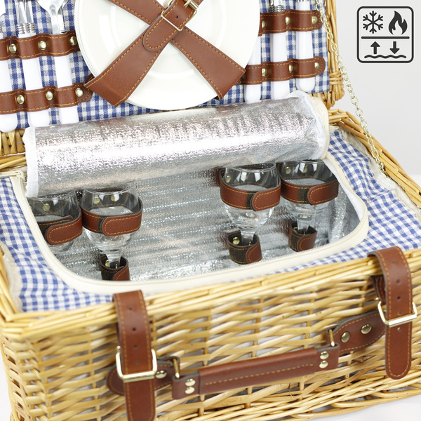 Wiklinowy kosz piknikowy 4-osobowy Belivio MALVA