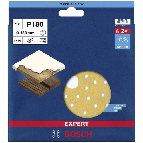 Papier ścierny Bosch EXPERT C470 150 mm, G 180, 5 szt. 2608901107