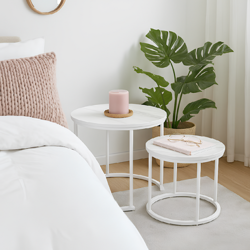 Zestaw stolików Belivio ALBA WHITE MARBLE