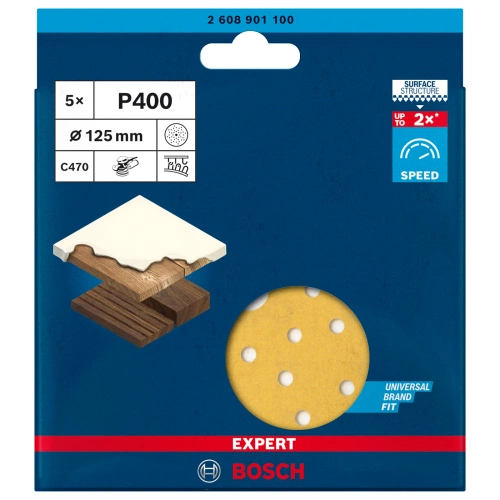 Papier ścierny do szlifierek mimośrodowych C470 125 mm P400 Bosch 2608901100 (5 szt.)