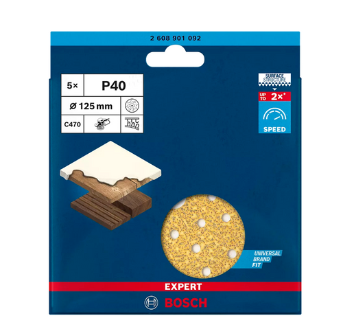 Papier ścierny do szlifierek mimośrodowych Bosch EXPERT C470 125mm P40 5szt.