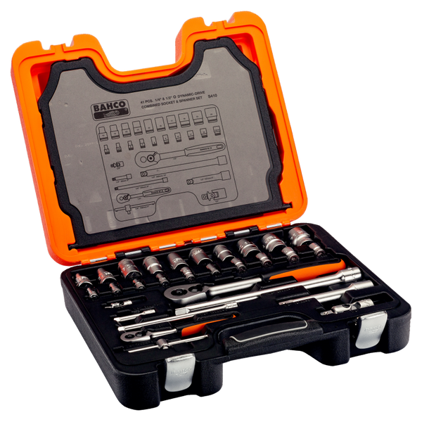 Zestaw nasadek 1/4" i 1/2'' i kluczy płasko-oczkowych Bahco S410