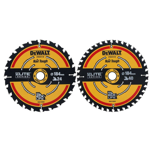 Zestaw dwóch tarcz do drewna 184 x 20 mm 24/40 Z Dewalt DT10404-QZ